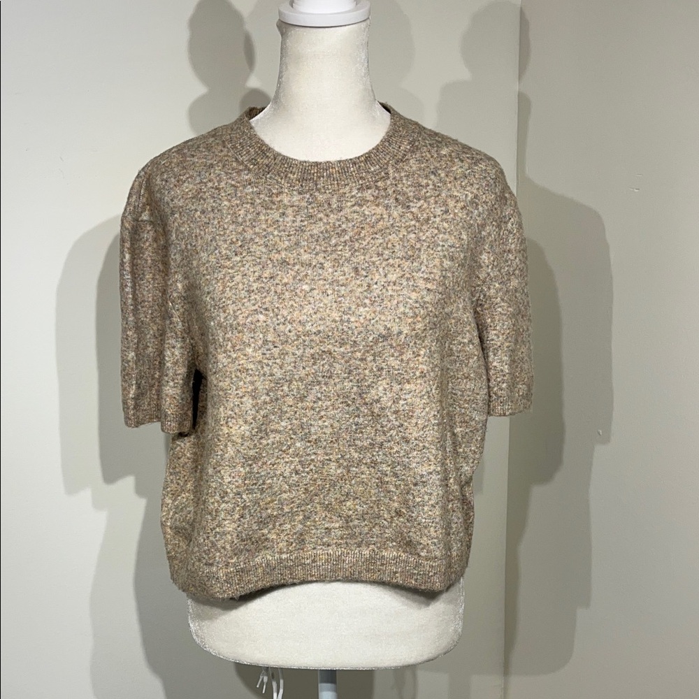 Rachel Zoe Beige Speckled Short Sleeve Top